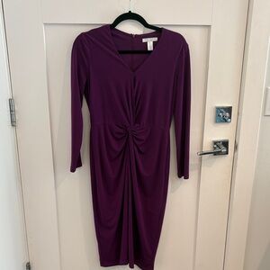 London Times Deep Purple Long Sleeve Dress